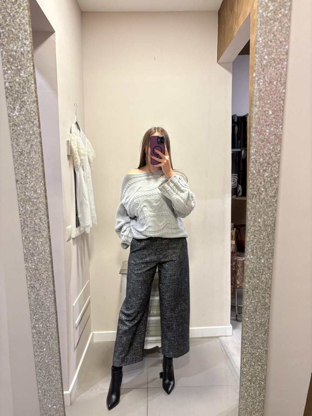 Maglione con motivo a trecce