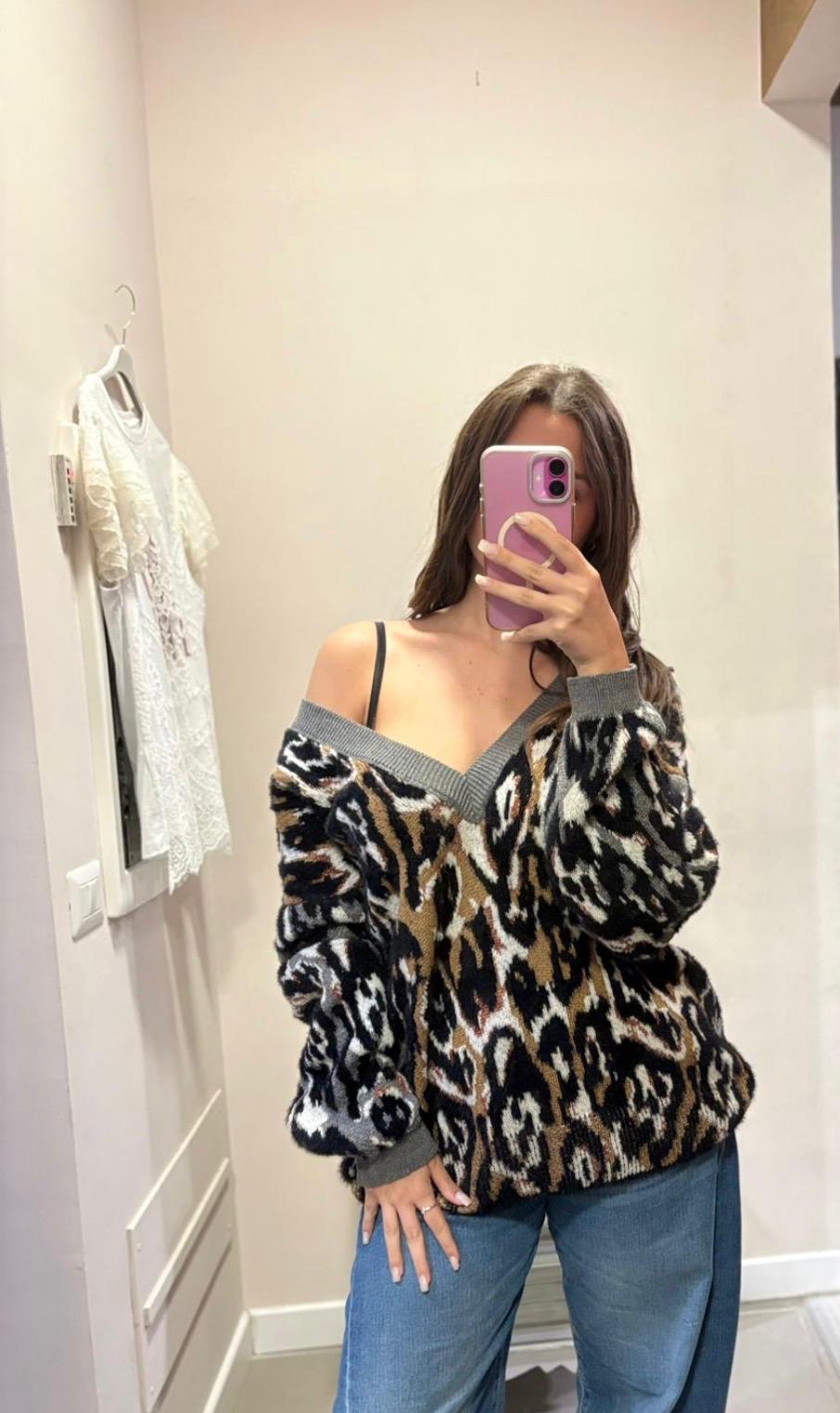 Maxi maglione maculato