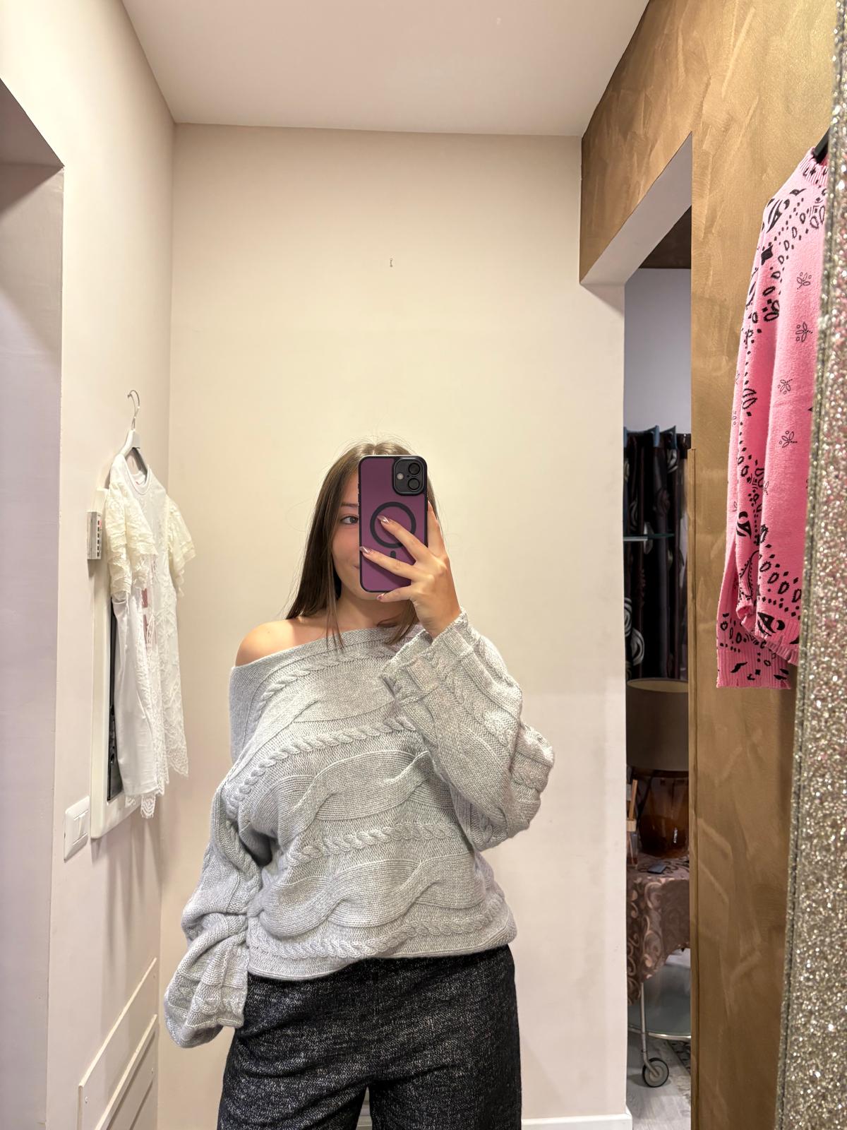 Maglione con motivo a trecce