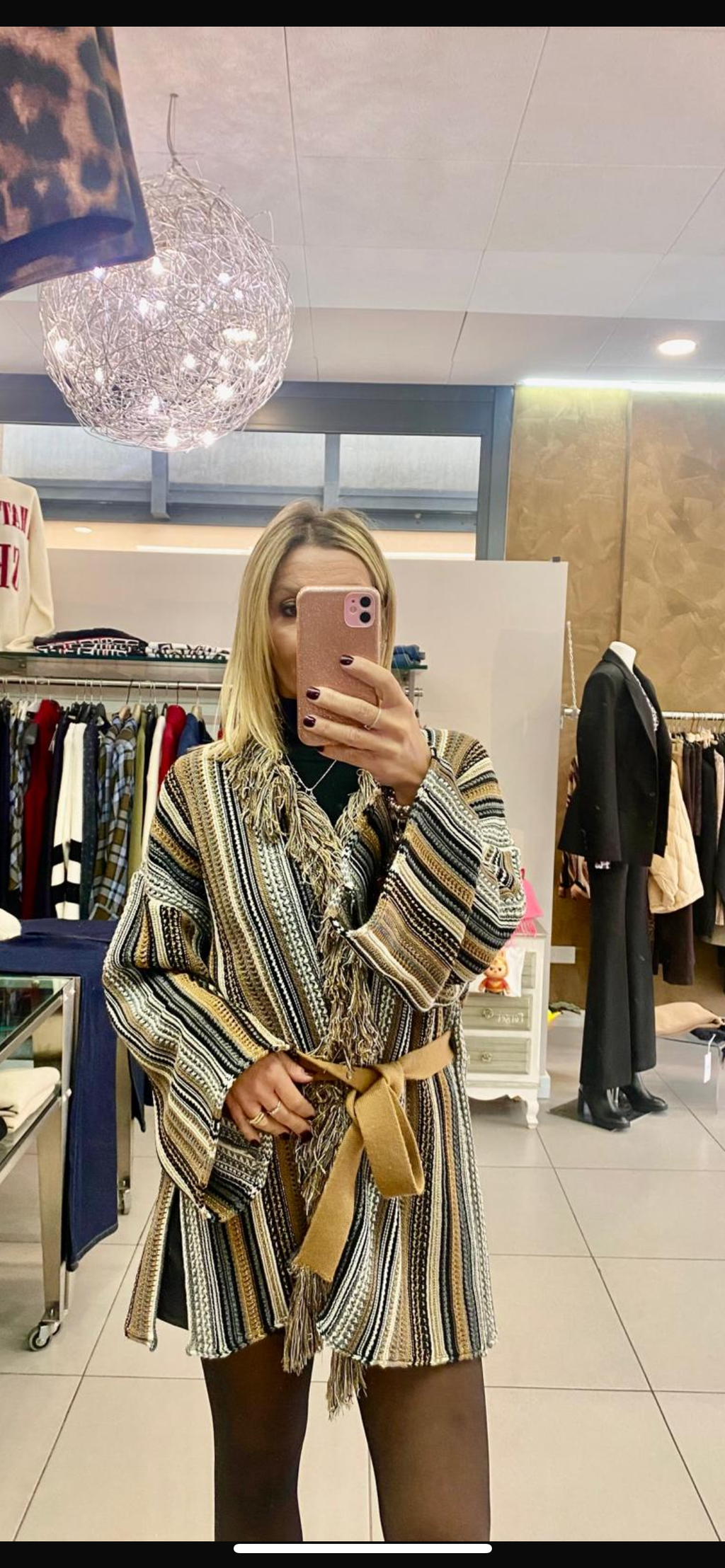 Scialle in maglia rigata