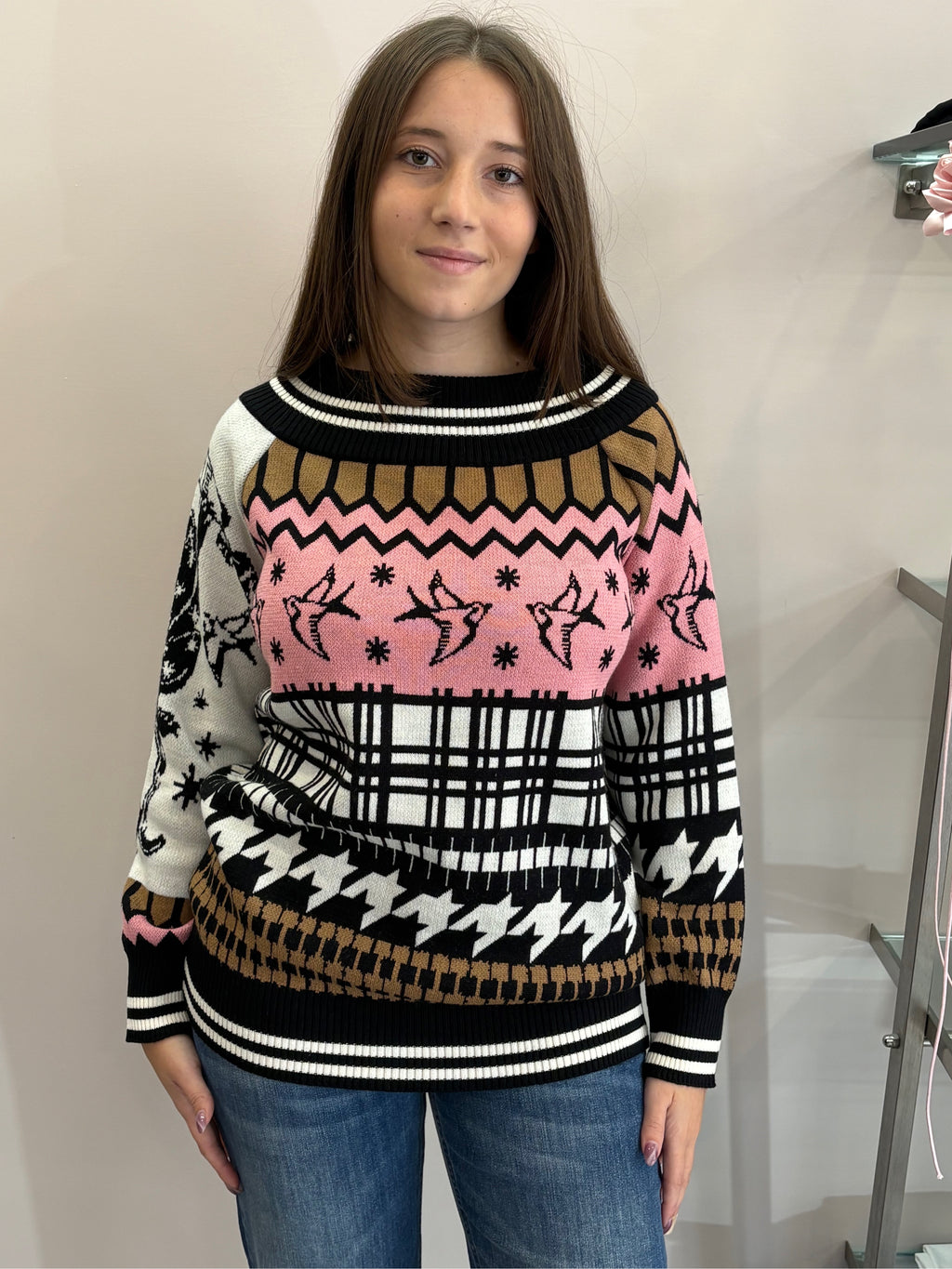 Maglione con scollo shiffer