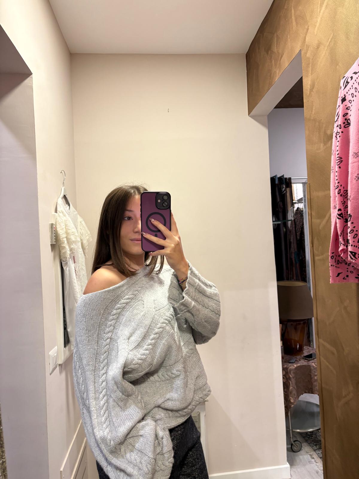 Maglione con motivo a trecce