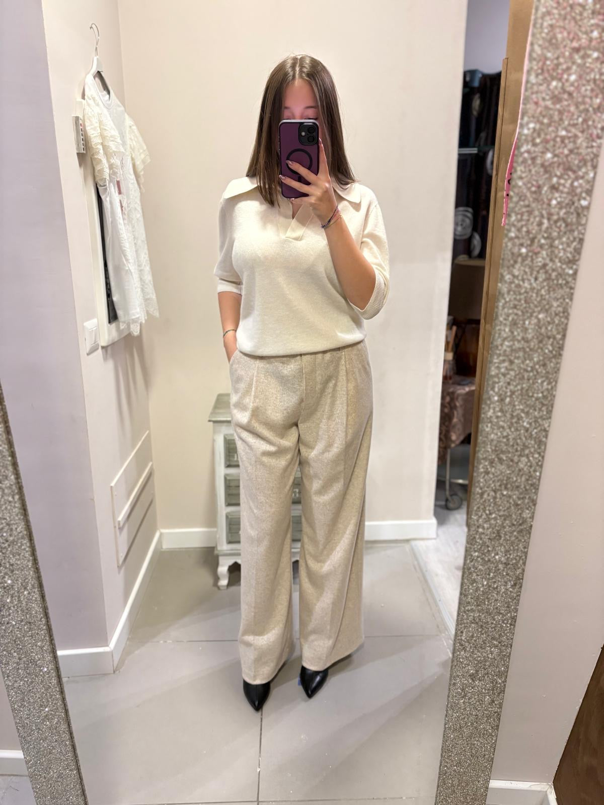 Pantalone in panno cashmere