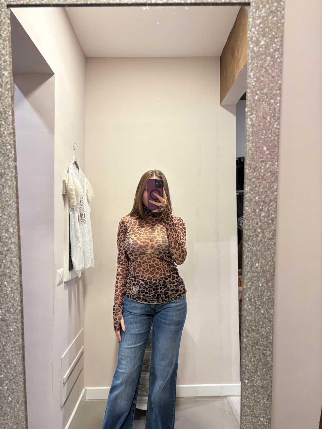 Maglia maculata con collo alto