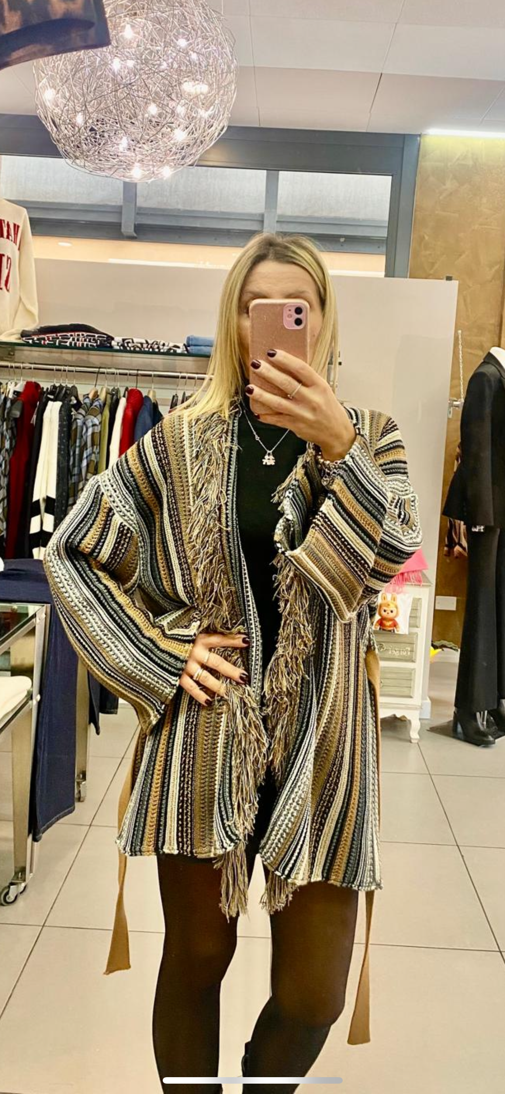 Scialle in maglia rigata