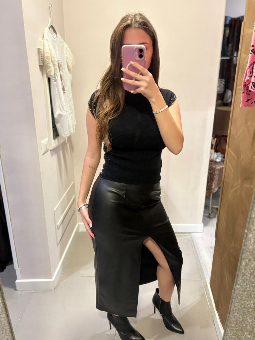 Gonna Longuette in pelle