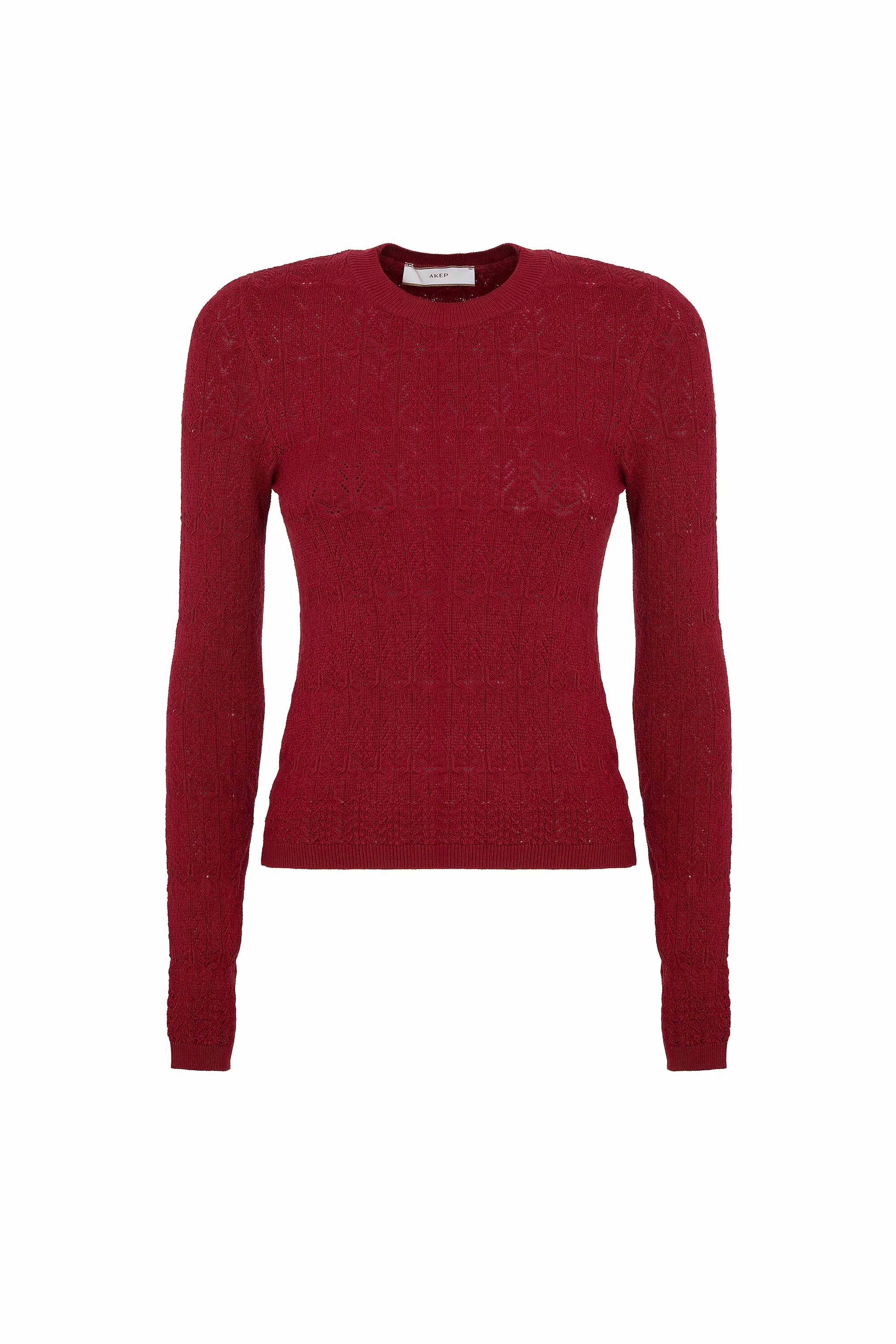 Maglia girocollo in maglia punto pizzo