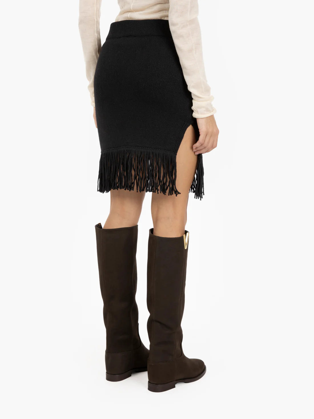 Minigonna in maglia con frange