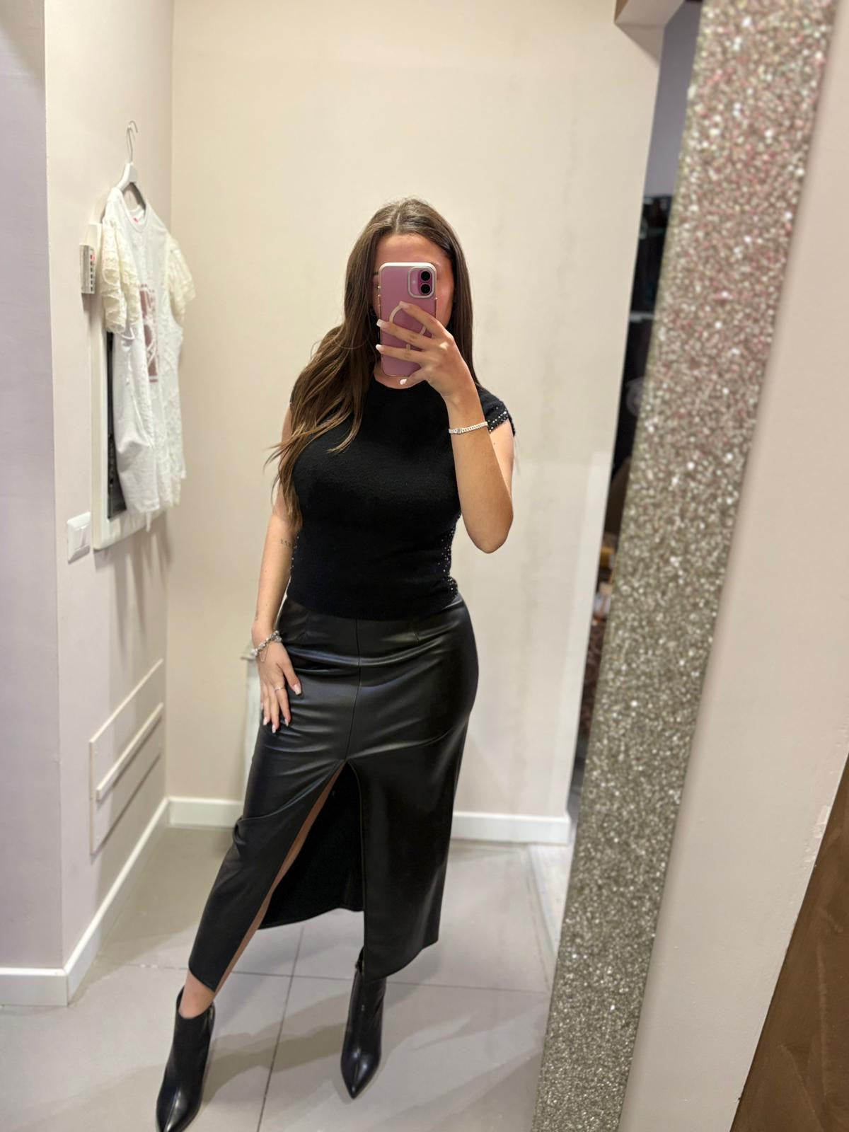 Gonna Longuette in pelle