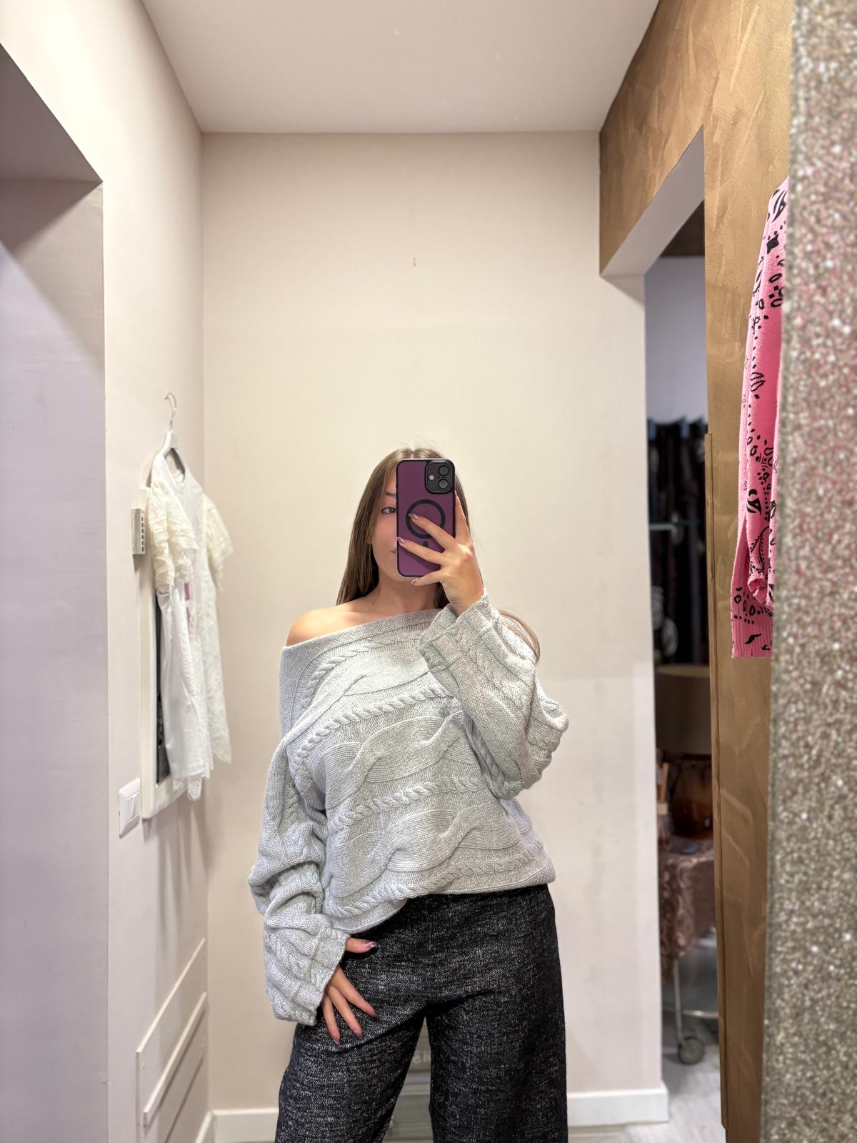 Maglione con motivo a trecce