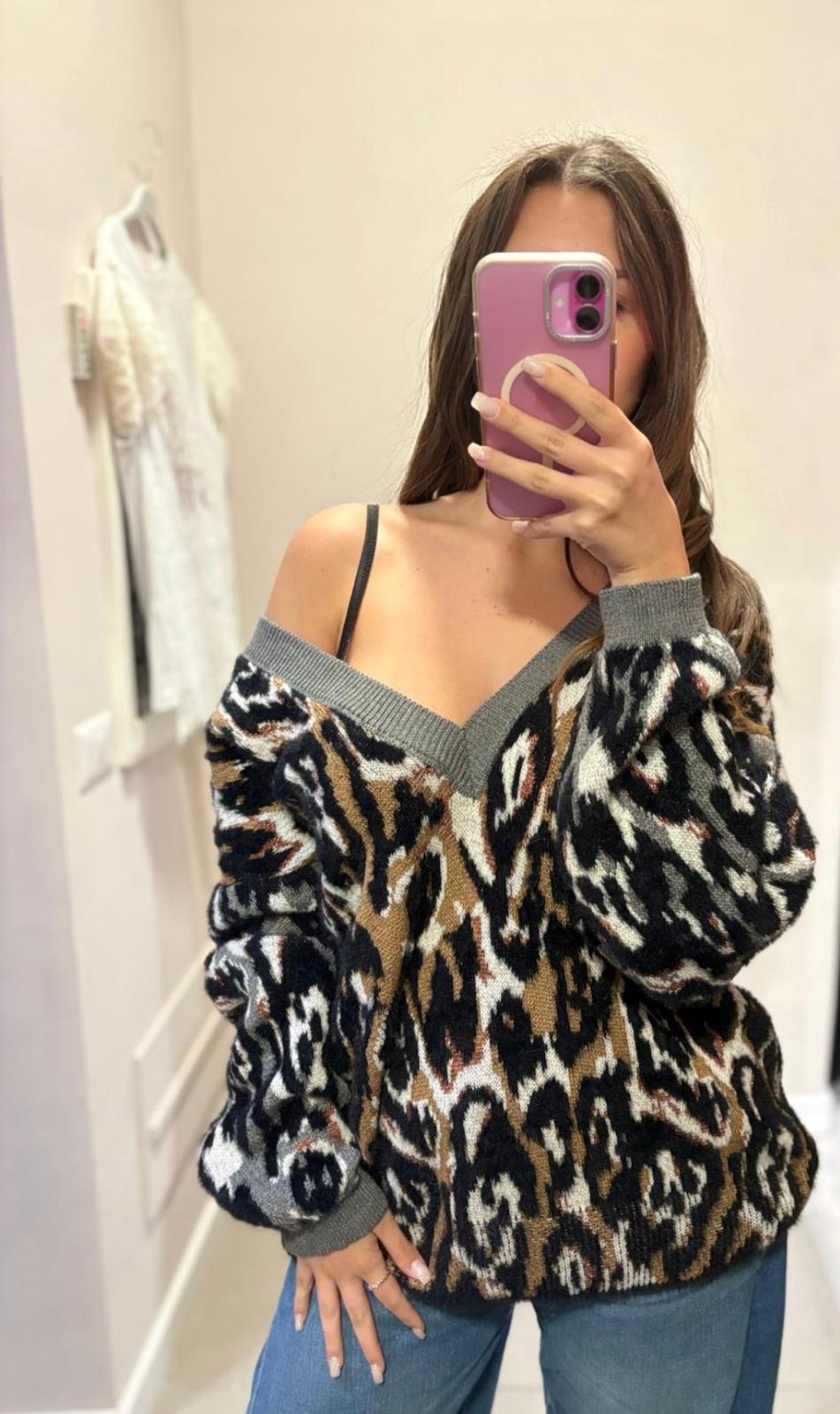 Maxi maglione maculato