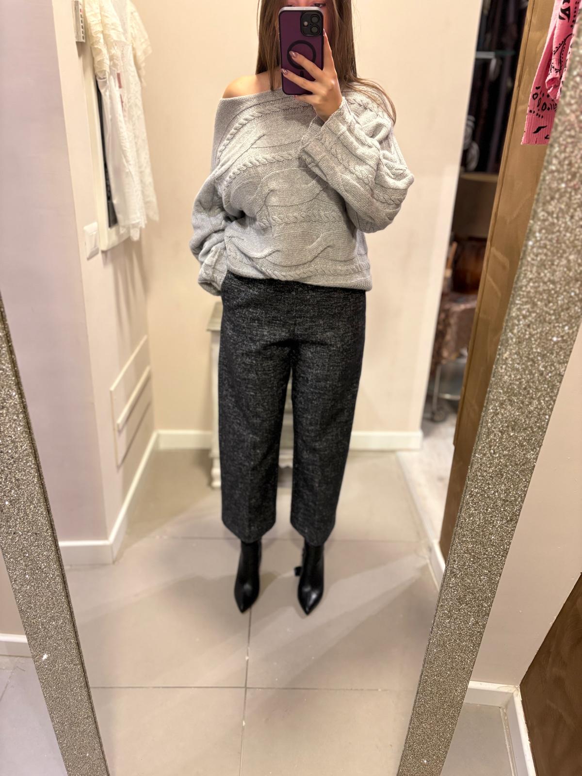 Pantalone in panno fiammato