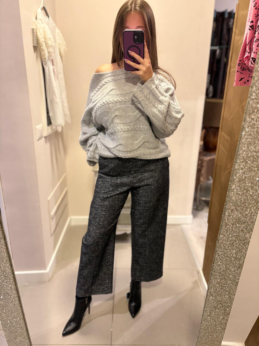 Pantalone in panno fiammato